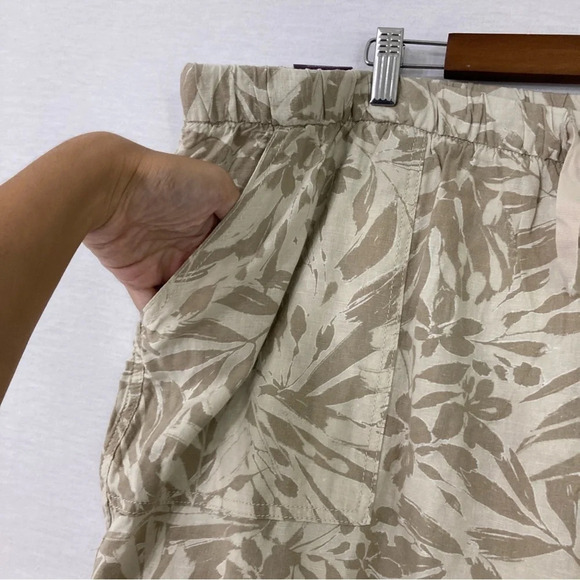 New Gloria Vanderbilt Linen Blend Tan/Cream Floral Wide Leg Pull-on Pants 3X - Picture 5 of 10